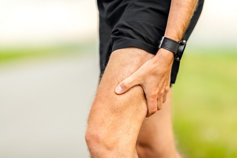 A runner with pulled hamstring injury.